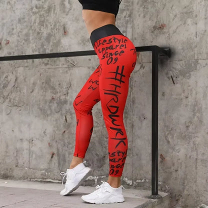 Letter Printed Women Sport Leggings High Waisted Push up Yoga Pants Woman Gym Fitness Running Tights Running Legins