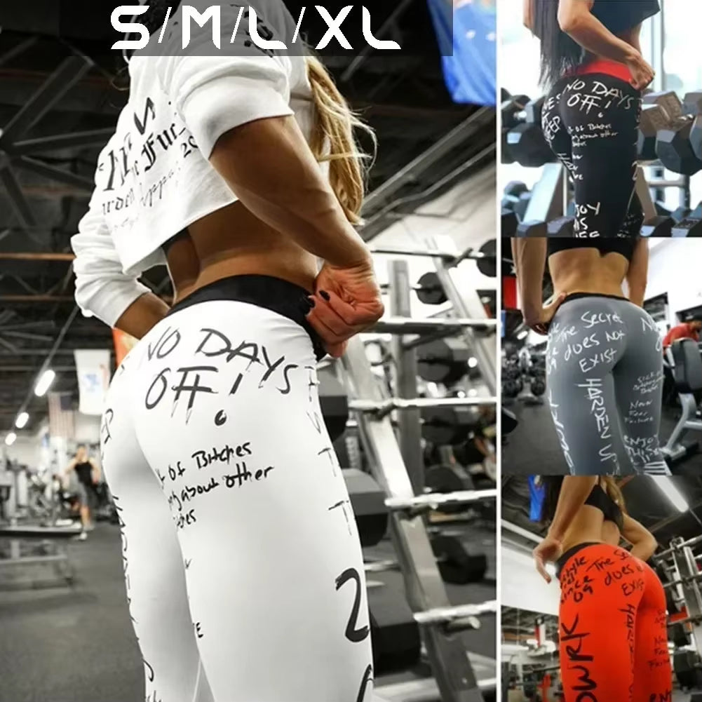 Letter Printed Women Sport Leggings High Waisted Push up Yoga Pants Woman Gym Fitness Running Tights Running Legins